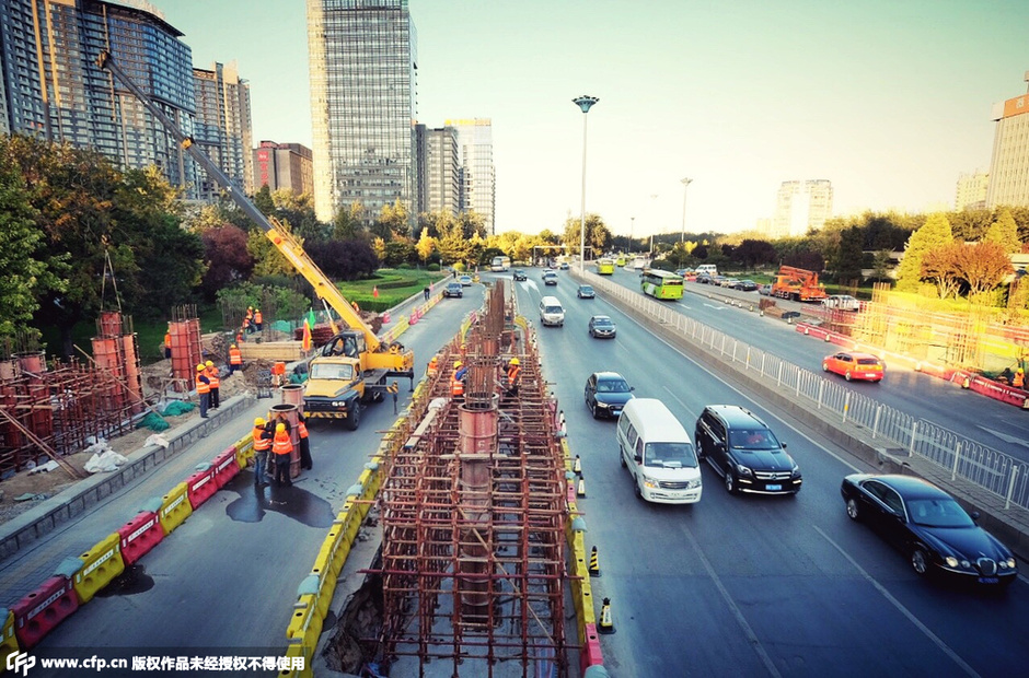 北京 三元桥 换梁 大修  上下将各加两车道80510