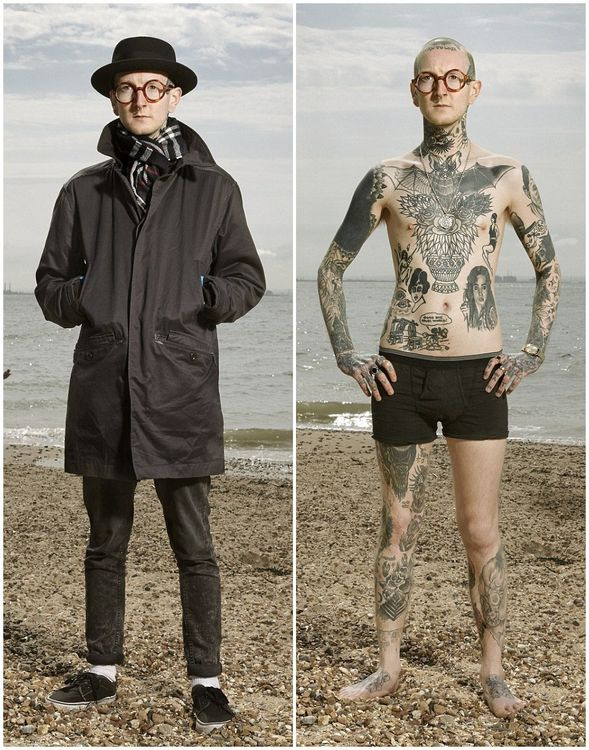 近日,英国伦敦市的摄影师阿兰(alan)让伦敦大街上的纹身达人脱下衣服