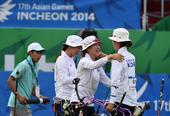 高清图：射箭复合弓女团赛 韩国队击败台北夺冠